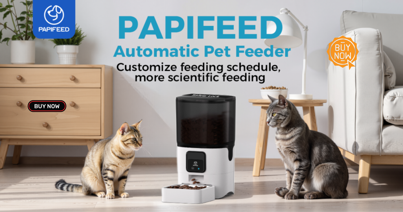 PAPIFEED 6L Wi‑Fi Automatic Cat Feeder scaled